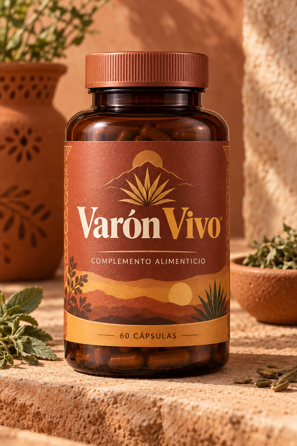 Frasco Varón Vivo, fórmula botánica de 60 cápsulas